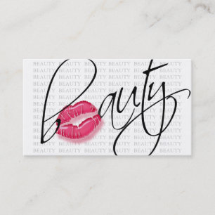 Beauty Business Card Rosa Glossen Lippen Grau Bkgd Visitenkarte