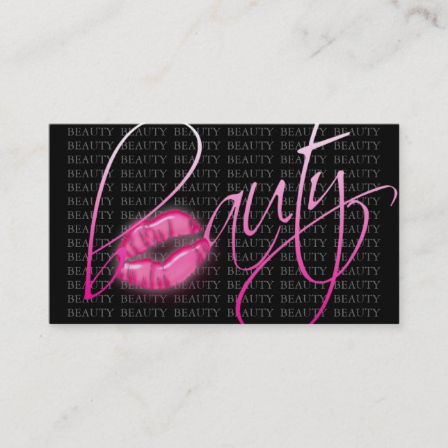Beauty Business Card Rosa Glossy Lippen Schwarz Gr Visitenkarte (Vorderseite)