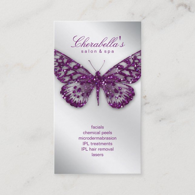 Beauty Business Card Salon Butterfly Purple Light Terminkarte (Vorderseite)