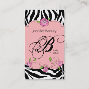 Beauty Business Card Zebra Rose Salon Baby Pink Visitenkarte