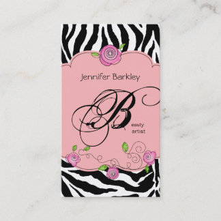 Beauty Business Card Zebra Rose Salon Baby Pink Visitenkarte
