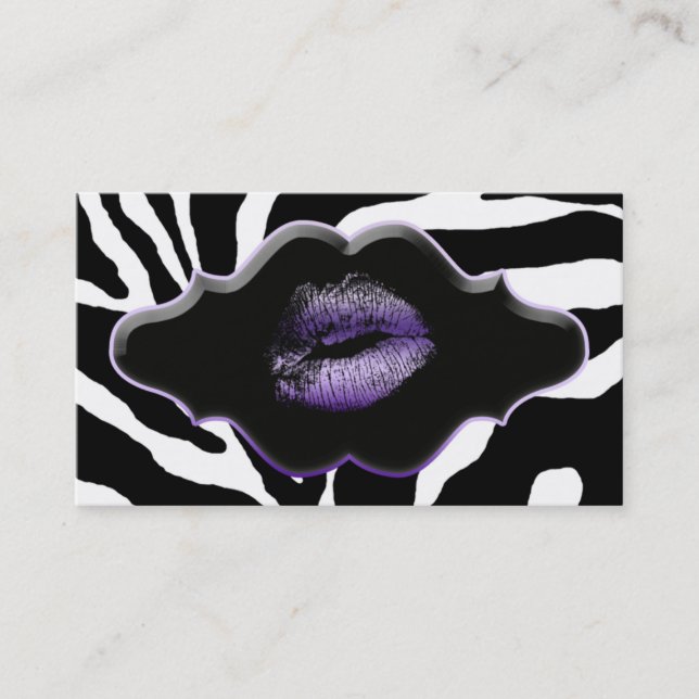 Beauty Business Cards Tier Zebra Lila Liften Visitenkarte (Vorderseite)