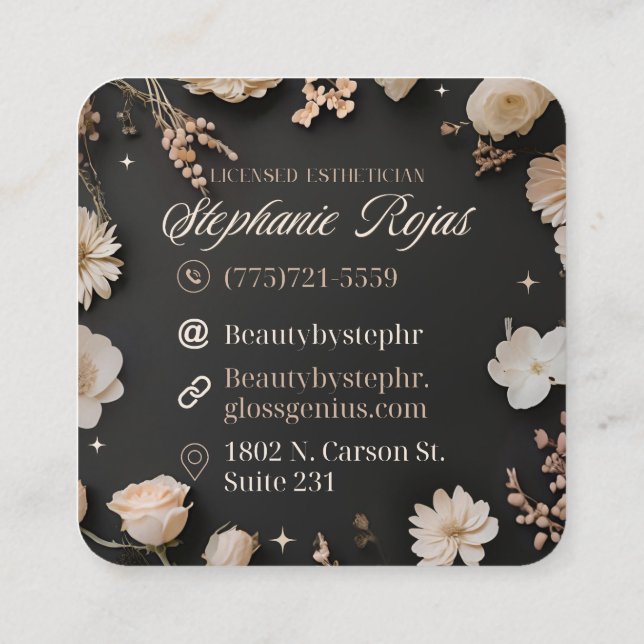 Beauty By Steph R Custom Ordered Square Business C Quadratische Visitenkarte (Rückseite)