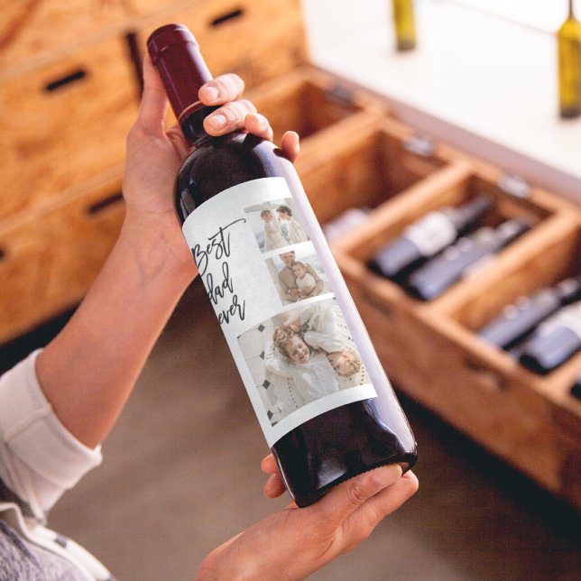 Beauty Collage Foto Bester Vater je Geschenk Weinetikett (Von Creator hochgeladen)