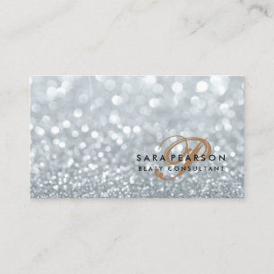 Beauty Consultant Elegante Monogram Silver Sparkle Visitenkarte