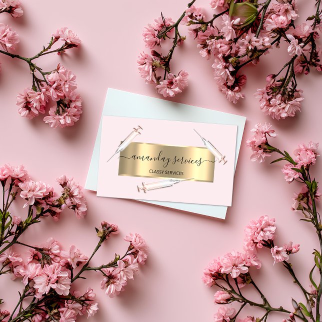 Beauty Cosmetologist Spritze Botox B12 QRCode Pink Visitenkarte (Von Creator hochgeladen)