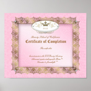 Beauty Diploma Abschlusszeugnis Rosa Gold Poster