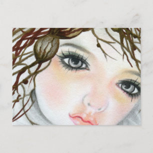 Beauty Doll Face Crown Postcard Postkarte