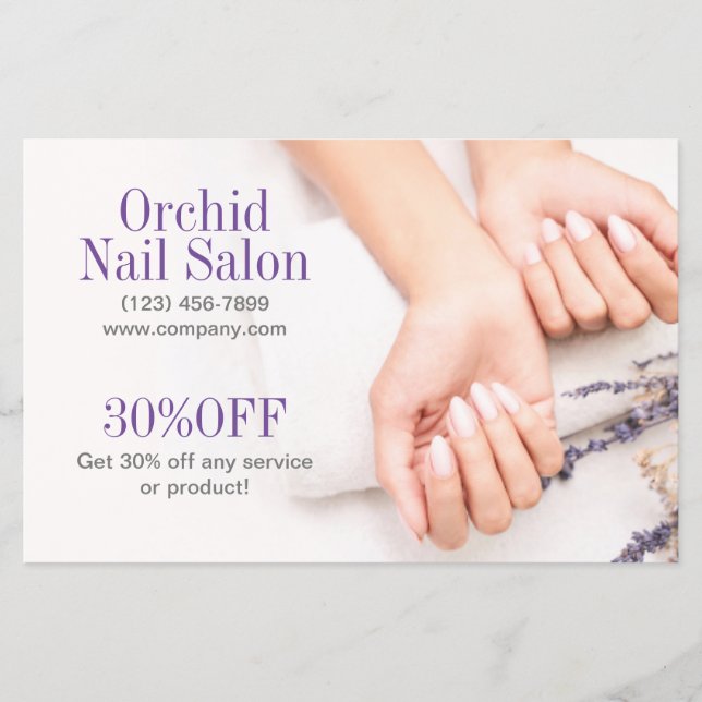 Beauty Esthetician Manicure Nail Salon Preisliste Flyer (Vorne)