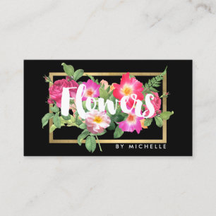 Beauty Florals Florist Black Visitenkarte