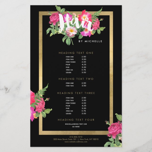 Beauty Florals Hair Stylist Black Flyer (Vorne)