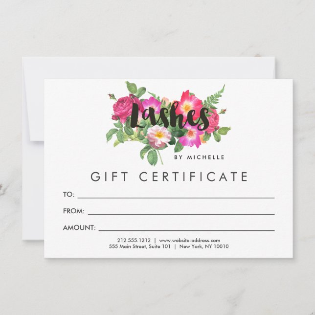 Beauty Florals Lash Extensions White Gift Card (Vorderseite)
