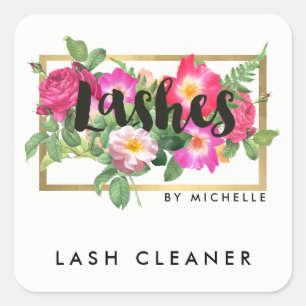 Beauty Florals Lash Extensions White Lash Cleaner Quadratischer Aufkleber