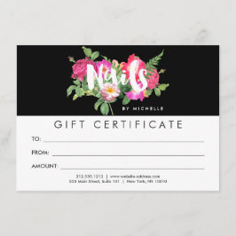 Beauty Florals Nail Salon Black Gift Certificate