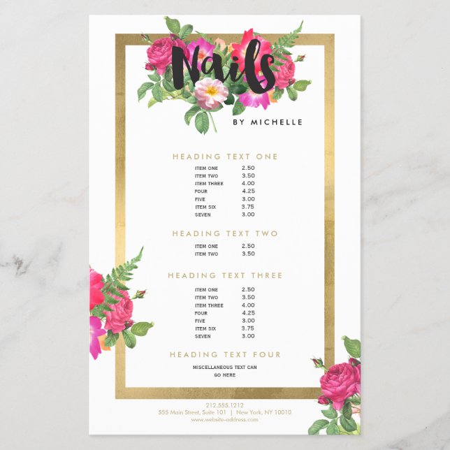 Beauty Florals Nail Salon White Flyer (Vorne)