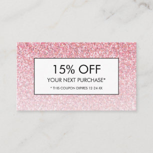 Beauty Friseursalon Spa Pink Glitter Rabattgutsche Visitenkarte