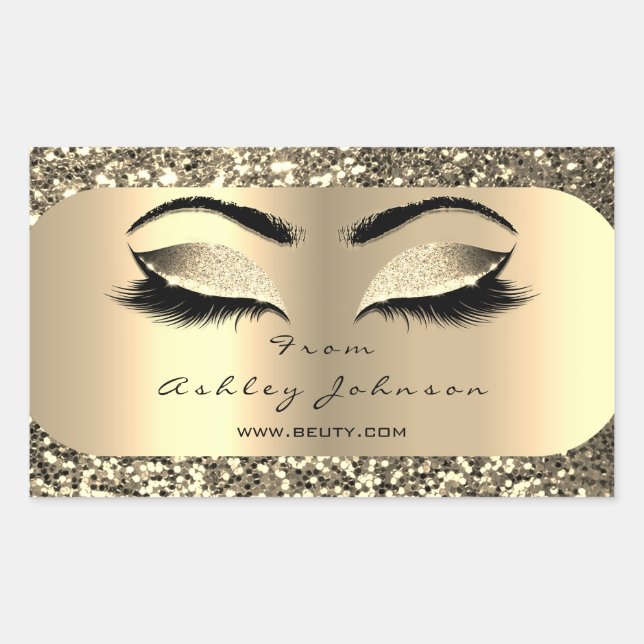 Beauty Funkelnd Glitzer Gold Lash Augen von Adress Rechteckiger Aufkleber (Vorderseite)