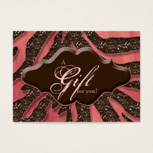 Beauty Gift Cards Zertifikate Glitzer Zebra Coral
