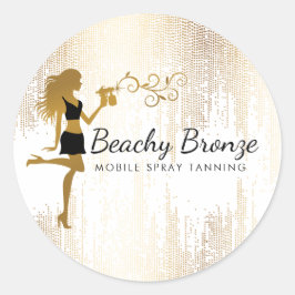 Beauty Girl Gold Bronze Rain Muster Spray Tanning Runder Aufkleber
