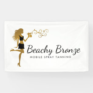 Beauty Girl Gold Bronze Spray Tanning Banner