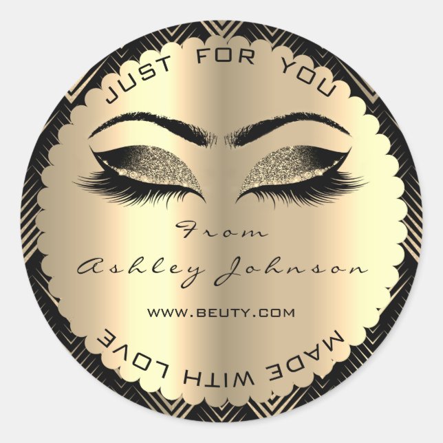 Beauty Glitzer Sepia Gold Lash aus Liebe Runder Aufkleber (Vorderseite)