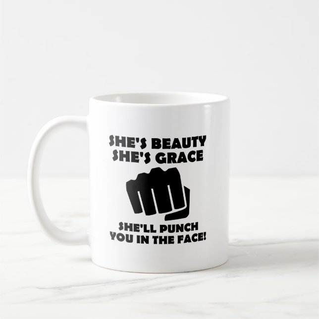 Beauty Grace Punch Funny Mug Kaffeetasse (Links)