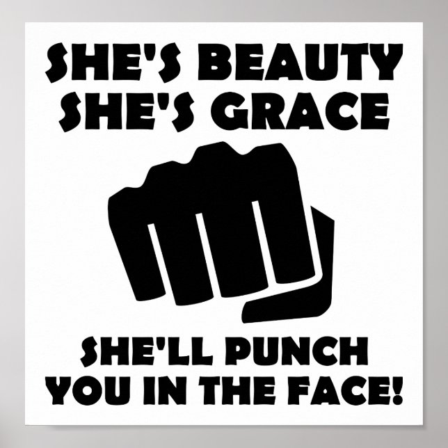 Beauty Grace Punch Funny Poster (Vorne)