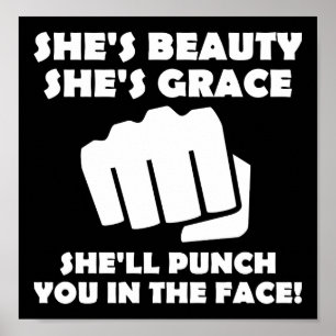 Beauty Grace Punch Funny Poster blass