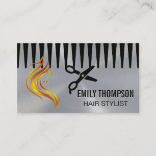 Beauty Hair Logo Kamm Schere Visitenkarte