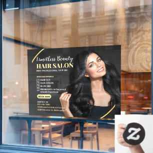Beauty Hair Salon Brünett Modellshop Fensteraufkleber