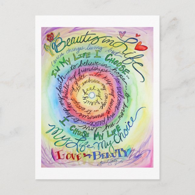 Beauty in Life Rounded Rainbow Postcard Postkarte (Vorderseite)