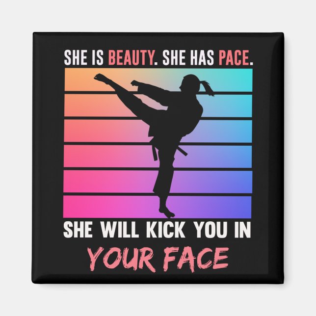 Beauty Karate Girl Kick You Taekwondo Jiu Jitsu Magnet (Vorne)
