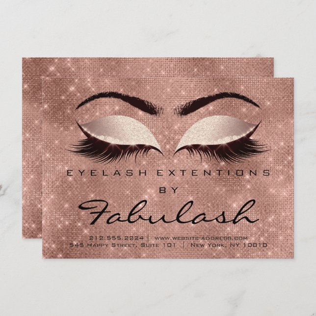 Beauty Lashes Aftercare Rose Einladung (Vorne/Hinten)