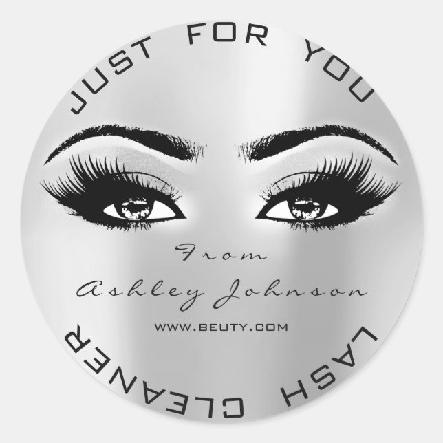 Beauty Lashes Erweiterung Makeup Cleaner Grau Runder Aufkleber (Vorderseite)