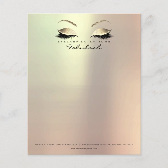 Beauty Lashes Stylist Eyebrows Gold Rose Flyer (Vorne)