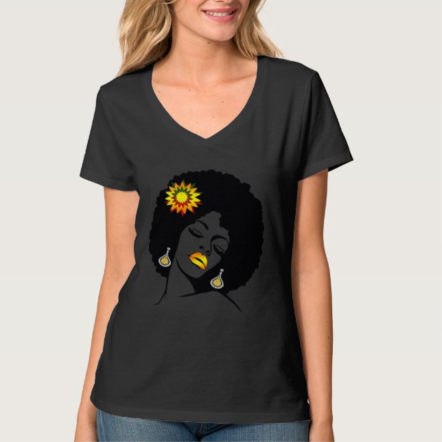 Beauty Lips Flower Black Girl Magic Afro Diva  Mel T-Shirt (Vorderseite)