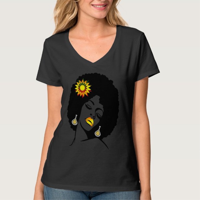 Beauty Lips Flower Black Girl Magic Afro Diva  Mel T-Shirt (Vorderseite)