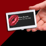 Beauty Lips Kosmetik Visitenkarten Dose<br><div class="desc">Leistungsstarke Rote Lippen und schwarze Hintergrundfarbe machen aus dieser Kosmetik- und SchönheitsVisitenkarte einen Kosmetik- oder Make-up-Künstler.</div>