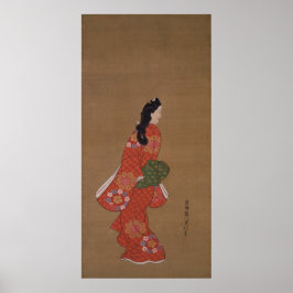 Beauty Looking Back by Hishikawa Moronobu Poster