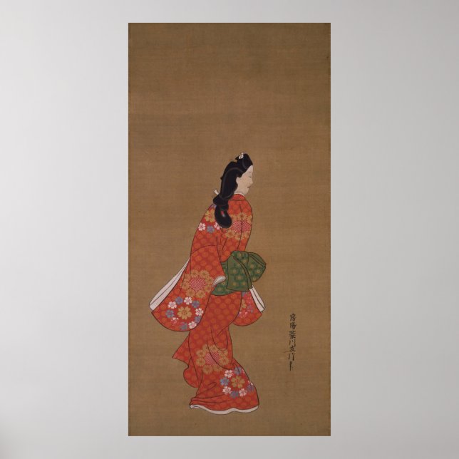 Beauty Looking Back by Hishikawa Moronobu Poster (Vorne)