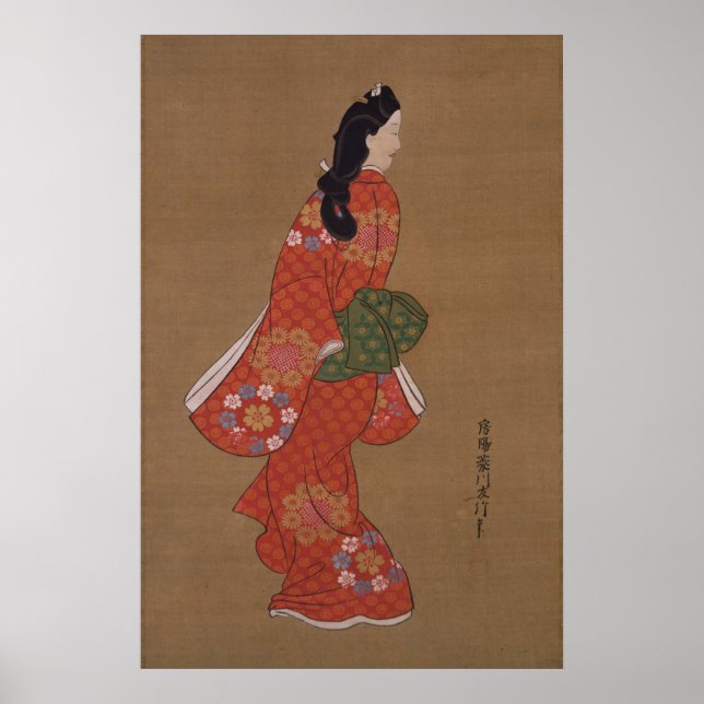 Beauty Looking Back by Hishikawa Moronobu Poster (Vorne)