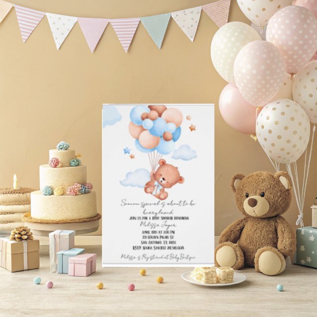 Beauty Loved Baby Shower Invitation  Einladung (Personalize this cute beary love baby shower invitation. )