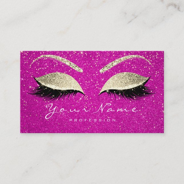Beauty Loyalty Card 10 Lash Hot Pink Gold Crown Treuekarte (Vorderseite)