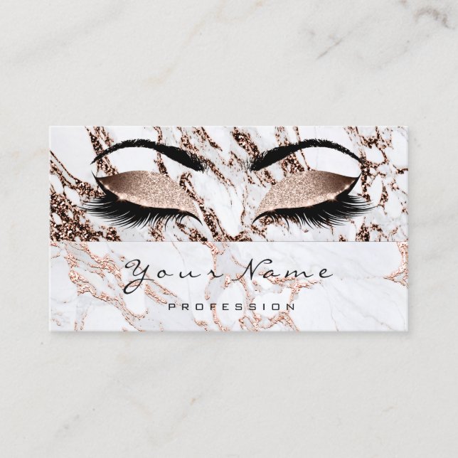 Beauty Loyalty Card 10 Lash Rose Gold Coppe Marmor Treuekarte (Vorderseite)