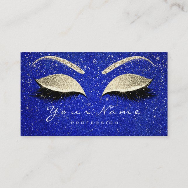 Beauty Loyalty Card 10 Makeup Lashes Gold Blue Treuekarte (Vorderseite)