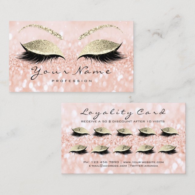 Beauty Loyalty Card 10 Makeup Lashes Treuekarte (Vorne/Hinten)