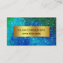 *~* Beauty Luxus Gold Foil QR Glitzer Blue Green Visitenkarte