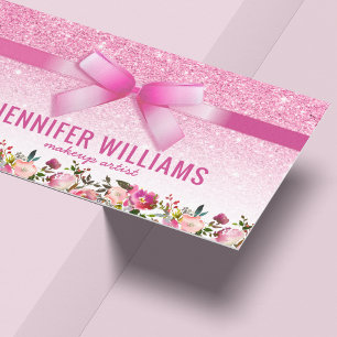 Beauty Makeup Artist Pink Glitzer Floral Visitenkarte