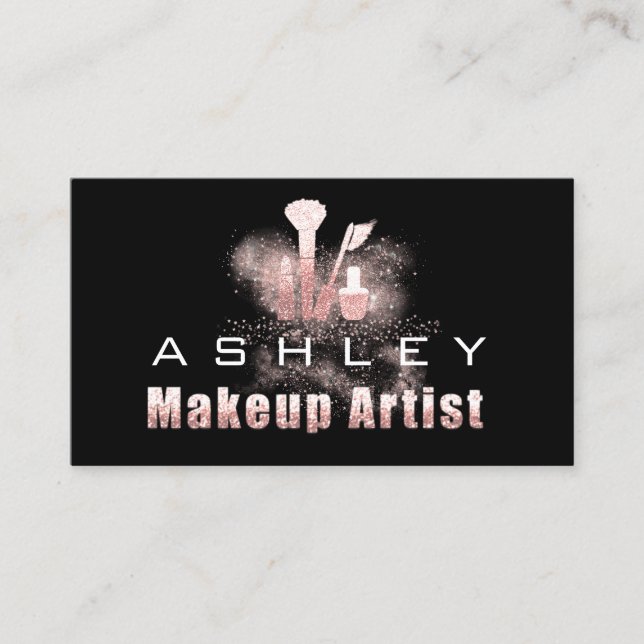 Beauty Makeup Artist Termin Karte Grau Pink (Vorderseite)