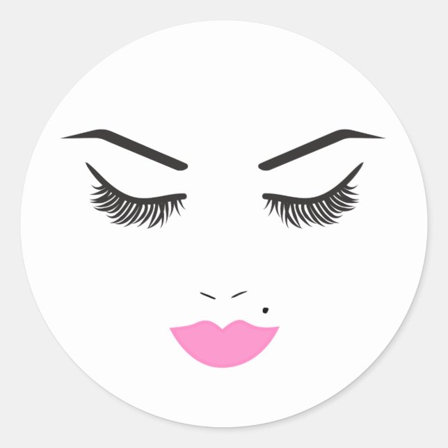 Beauty Makeup Face Lashes und wie lange es dauert Runder Aufkleber (Vorderseite)